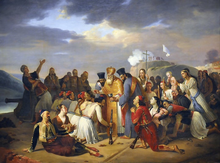 «Έξοδος του Μεσολογγίου» (1827), Louis Joseph Toussaint Rossignon. 