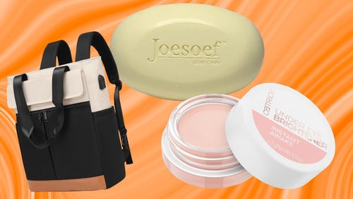 A convertible laptop bag, a sulfur soap for acne and an under eye brightener.