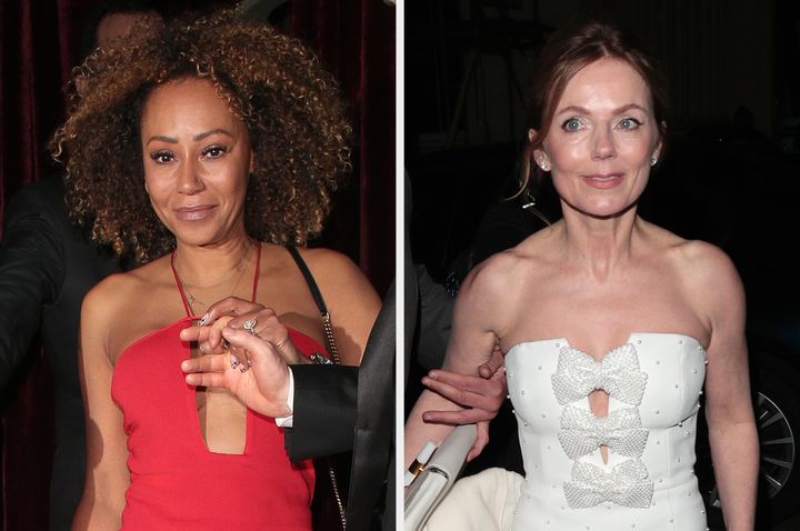 Mel B and Geri Halliwell pictured leaving Victoria Beckham's birthday party last week