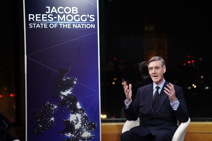 Jacob Rees-Mogg in the studio at GB News during his new show Jacob Rees-Mogg's State of The Nation last year.