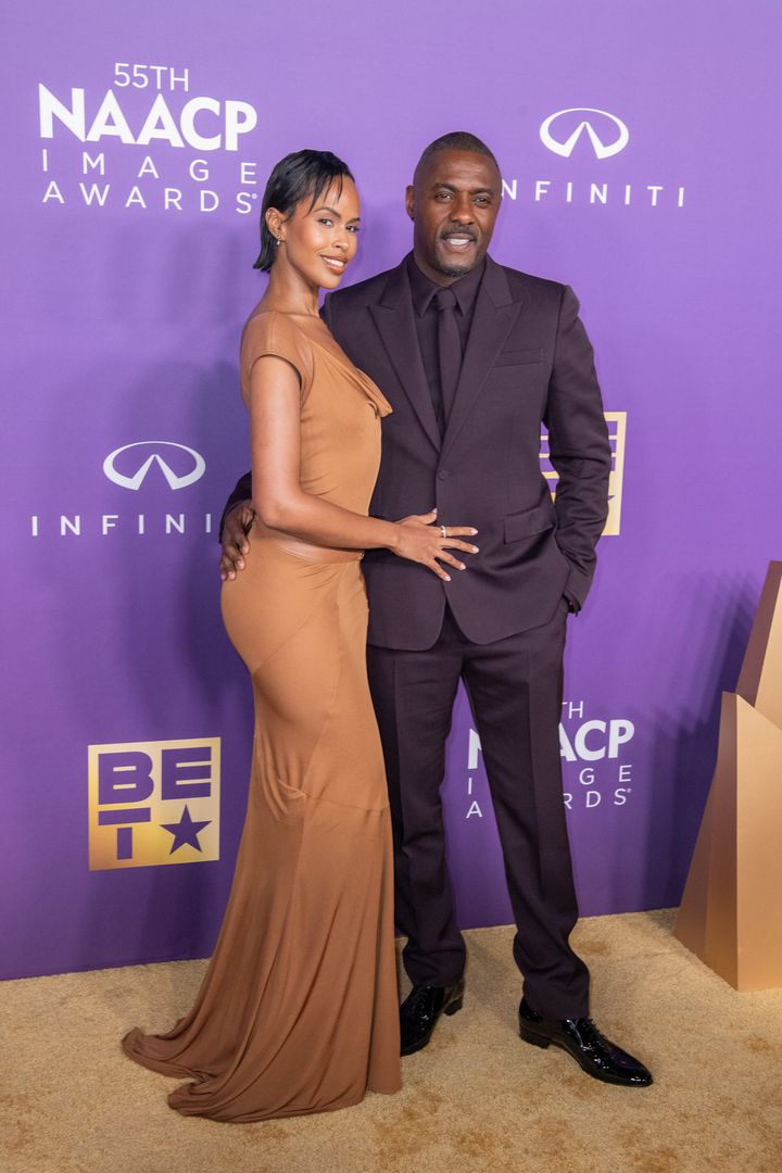 Sabrina Dhowre Elba, left, and Idris Elba are photographed at the NAACP Image Awards on March 16, 2024, in Los Angeles, California.