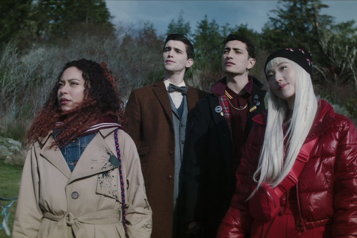 "Dead Boy Detectives" actors Kassius Nelson (from left), George Rexstrew, Jayden Revri and Yuyu Kitamura.