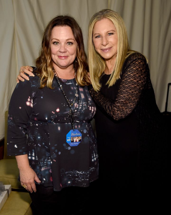 McCarthy and Streisand pose backstage before one of the singer's concerts on Aug. 2, 2016, in Los Angeles.