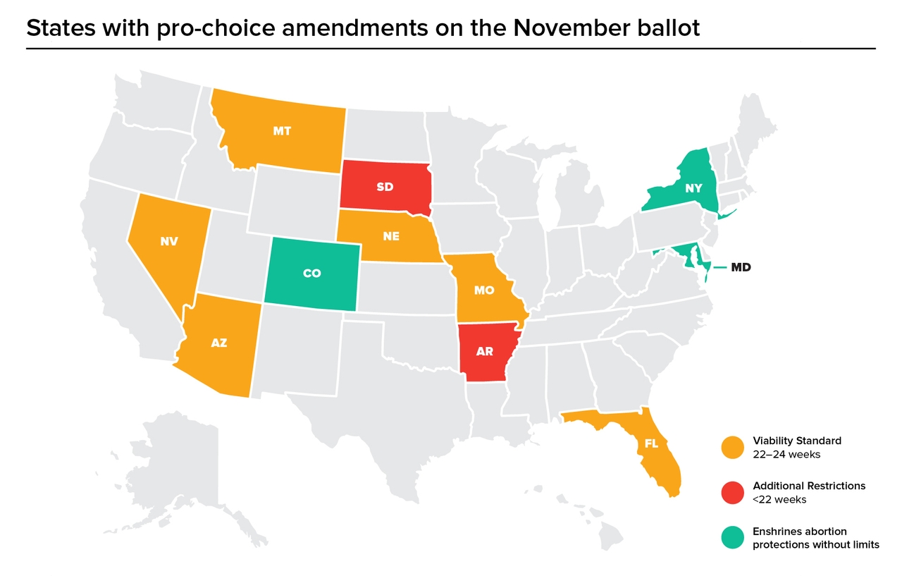 States with pro-choice amendments on the November ballot. 