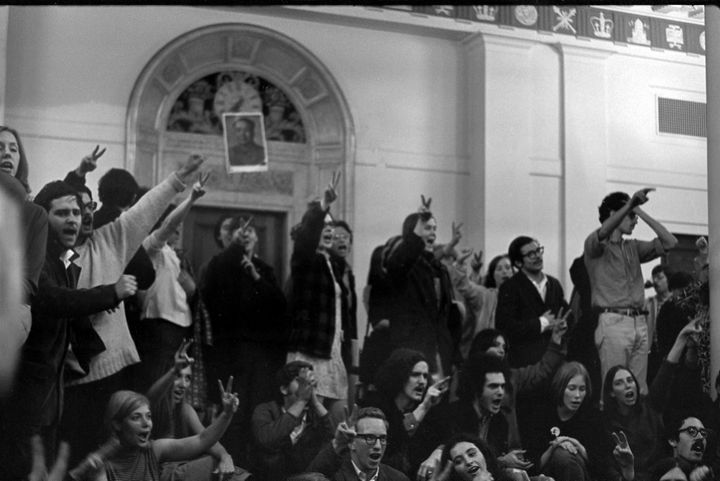 Students occupy Hamilton Hall on April 23, 1968.