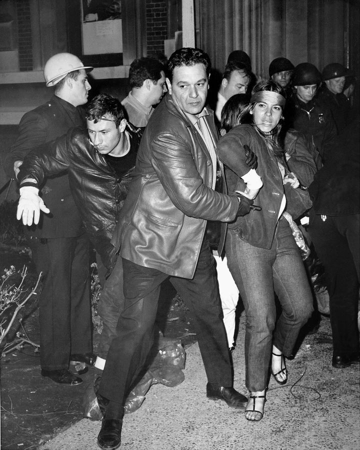 Police drag students out of Mathematics Hall at Columbia University in 1968.