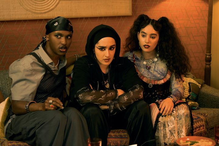Bradley Banton as Ali, Juliette Motamed as Ayesha and Eman Alali as Farah in Season 2 of "We Are Lady Parts."