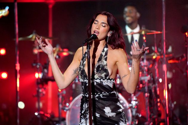 Dua Lipa performing at the Time 100 Gala last month