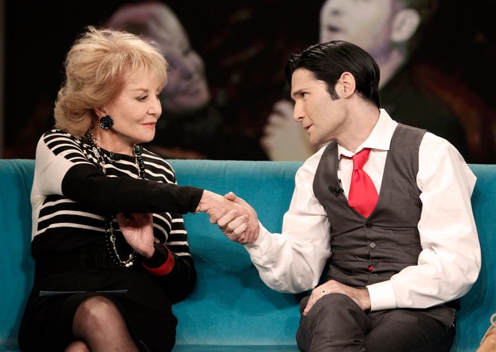 Barbara Walters and Corey Feldman shake hands after an interaction on "The View" that Feldman said Thursday was "like a knife in the heart."
