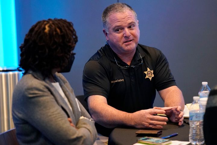 Rankin County Sheriff Bryan Bailey speaks at an employer engagement forum on Nov. 4, 2021, in Jackson, Mississippi. The sheriff is facing calls to resign after five of his former deputies were recently sentenced for their actions as part of an abusive "goon squad."