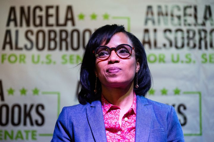 Prince George's County Executive Angela Alsobrooks, here at an April 24 campaign event, is running to become the first Black woman elected to the Senate from Maryland.