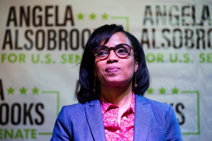 Prince George's County Executive Angela Alsobrooks, here at an April 24 campaign event, is running to become the first Black woman elected to the Senate from Maryland.