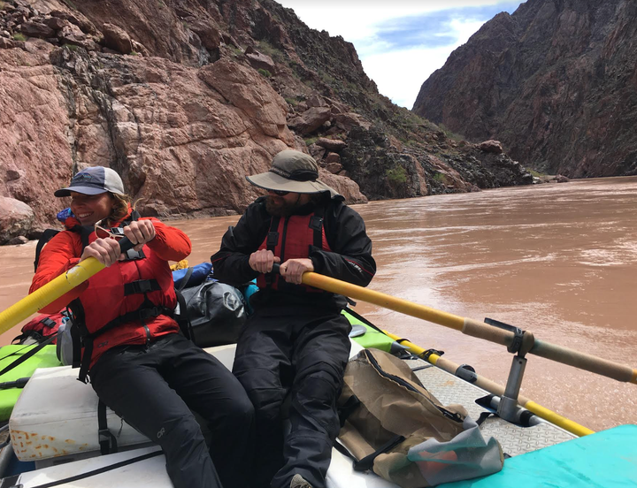 "Practicing partner rowing on a slow day," the author writes.