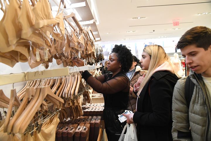 Customers shop during the launch of Skims at Nordstrom in New York City on Feb. 5, 2020.