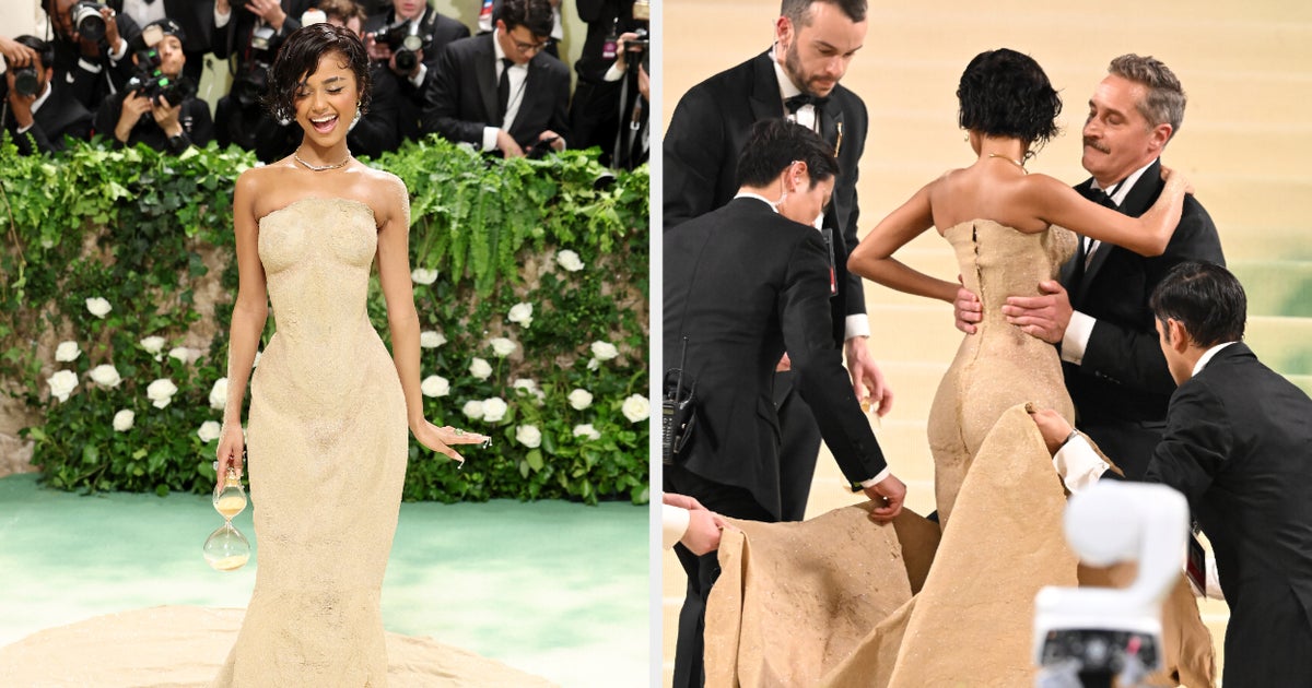 Watch Tyla Get Carried Up The Met Gala Steps In Her Stunning Dress ...