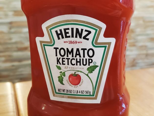 Close-up of bottle with logo of Heinz brand ketchup in Pleasant Hill, California, October 12, 2021. Photo courtesy Sftm. (Photo by Gado/Getty Images)