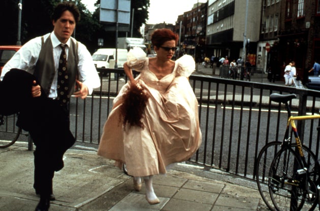 Hugh Grant and Charlotte Coleman on the set of Four Weddings And A Funeral