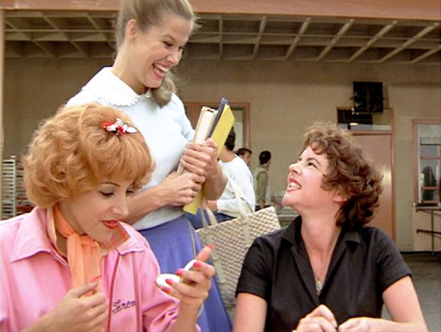 Susan on the set of Grease with co-stars Didi Conn and Stockard Channing