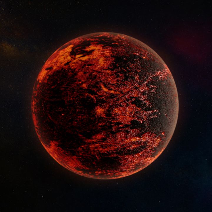 Απεικόνιση του 55 Cancri e (επίσης γνωστού ως Janssen), ενός εξωπλανήτη του δυαδικού αστρικού συστήματος 55 Cancri, που δημιουργήθηκε στις 24 Ιουλίου 2021.