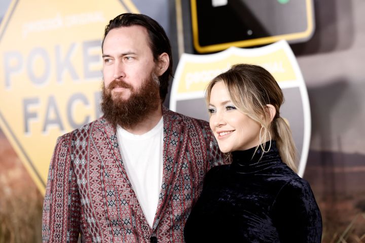 Danny Fujikawa and Kate Hudson attend the Los Angeles premiere for the Peacock original series "Poker Face" on Jan. 17, 2023. 