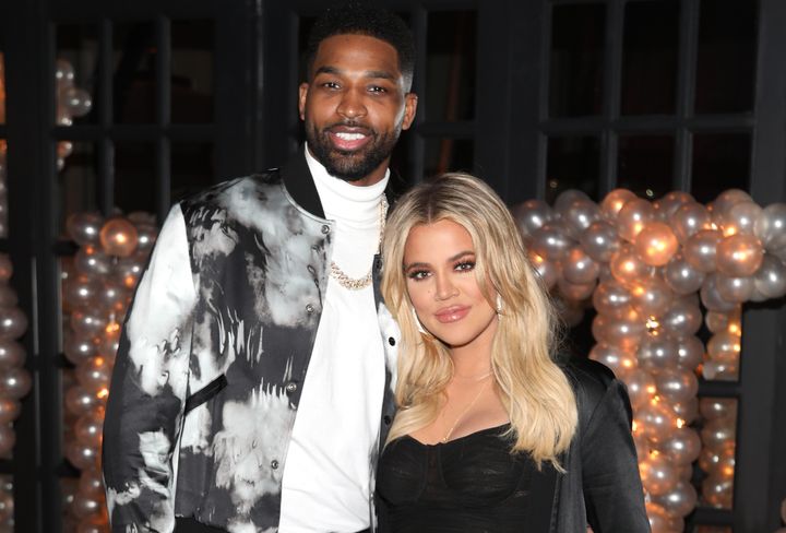 Tristan Thompson and Khloé Kardashian at Thompsons birthday party in 2018.