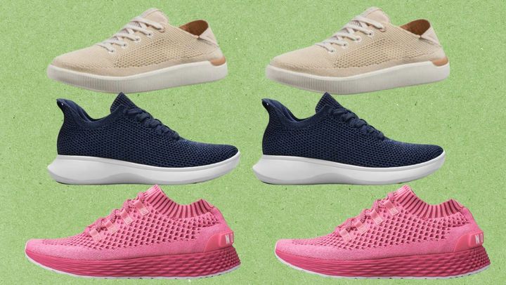 (Top to bottom): A flexible knit sneaker, mesh slip-ins from Vivaia and Nobull sock-style runners. 