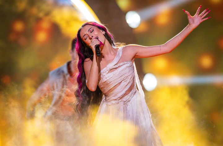 Eden Golan performing during a rehearsal for the Eurovision semi-final