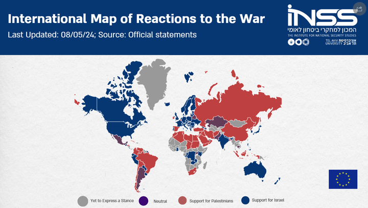 Εικόνα 3: Απεικόνιση της στάσης των κρατών απέναντι στον πόλεμο στη Γάζα