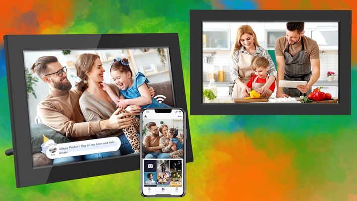 This digital picture frame measures just a little over 10 inches and has 32GB of storage.