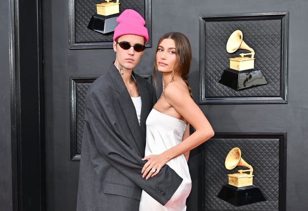 Justin and Hailey at the 2022 Grammys