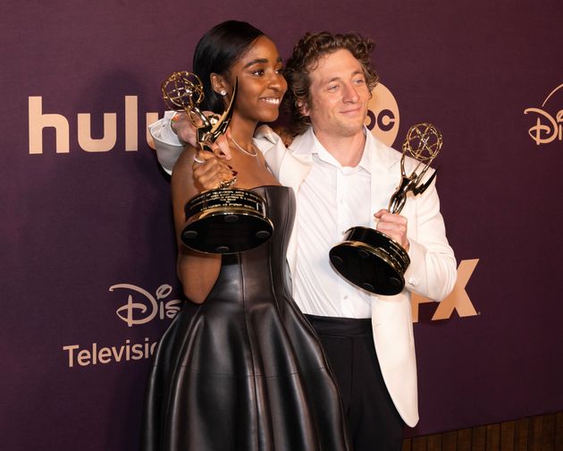 Ayo Edebiri and Jeremy Allen White at the Emmys