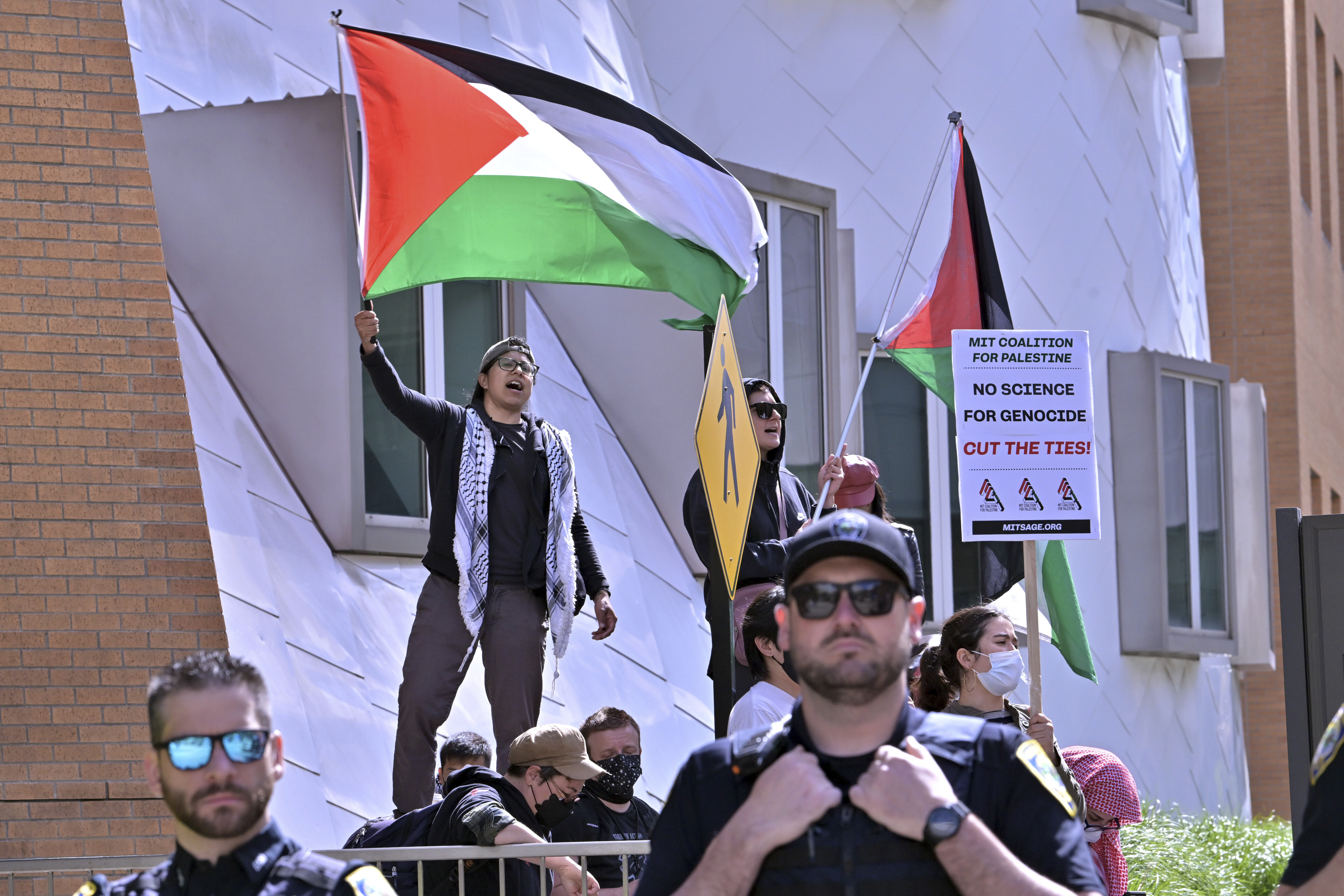 Several People Detained As Pro-Palestinian Protesters Block Parking Garage At MIT