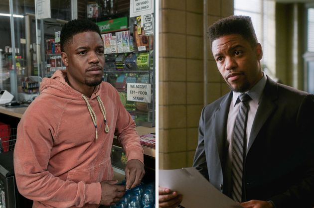 Jon Michael Hill in A Man In Full (left) and Elementary (right)