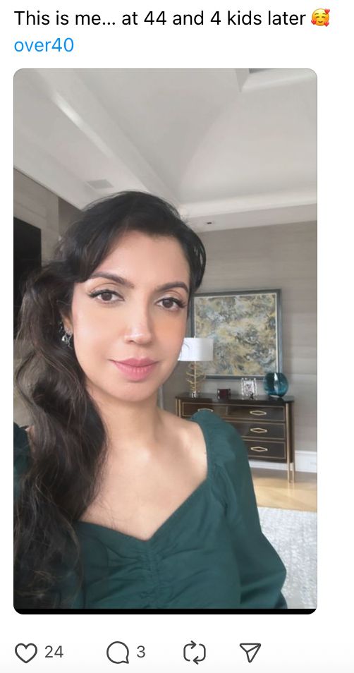 “There is so much emphasis these days on self-care that didn’t exist when my mom was in her 40s raising me and my siblings,” said Krishma Arora, a 44-year-old writer, who posted a "this is 40+ selfie.