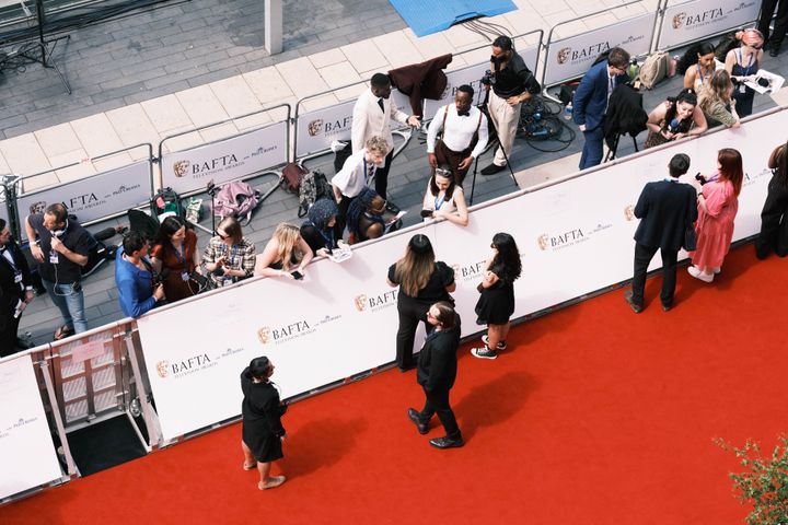 An aerial view of the 2024 TV Baftas red carpet