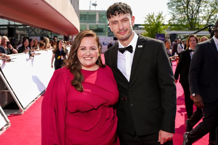 Jessica Gunning and Richard Gadd on the red carpet of the 2024 TV Baftas