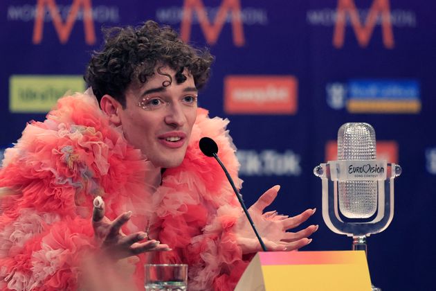 Nemo speaking to the press at Eurovision after winning the contest