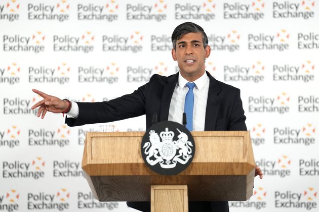 Rishi Sunak delivering his speech on national security at the Policy Exchange today.