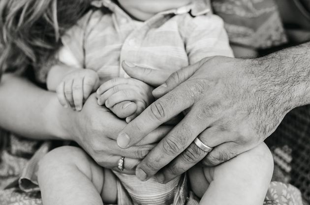 The author, his wife Jenna wearing her late-mother’s ring and their son