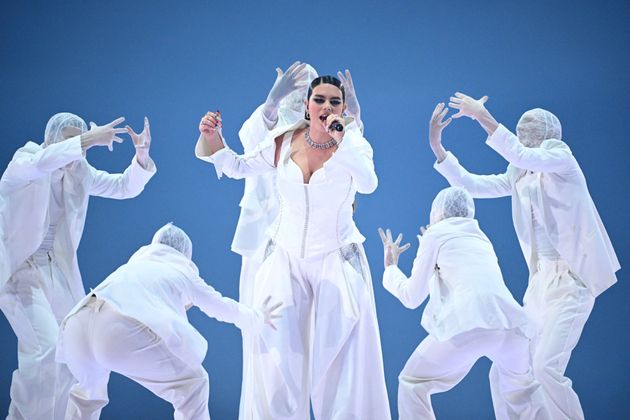 Iolanda performing during Portugal's slot at the 2024 Eurovision Song Contest