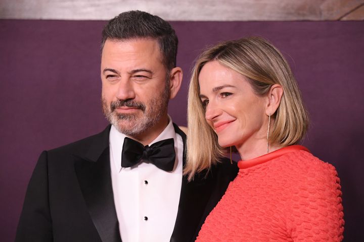  Jimmy Kimmel and Molly McNearney attend the Walt Disney Company Emmy Awards party on Jan. 15, 2024 in Los Angeles