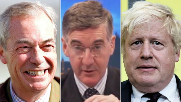 Nigel Farage, Jacob Rees-Mogg and Boris Johnson