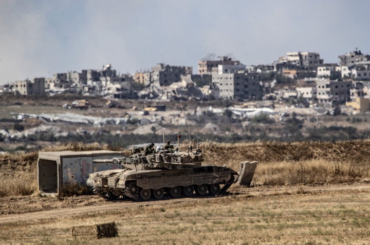 Israeli Defense Forces' armored units launch an attack on the Jabalia refugee camp in Gaza as troops continue their aerial and ground attacks on May 15, 2024.