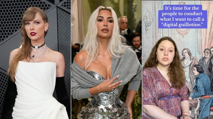 After TikTok user @ladyfromtheoutside (right) posted a video saying it was time for a "digital guillotine" and "block all the celebrities, influencers and wealthy socialites who are not using their resources to help those in dire need,” celebrities like Kim Kardashian and Taylor Swift began to lose followers.