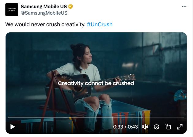 Samsung Mobile USの公式Xに投稿されたCM映像