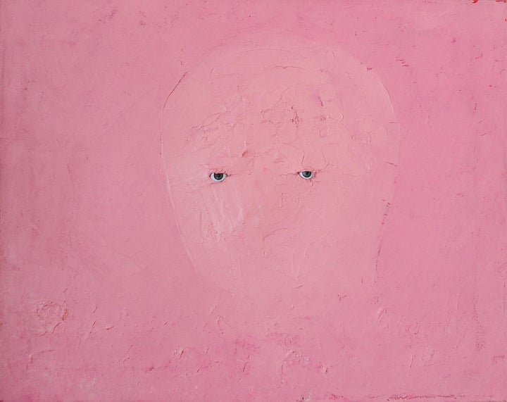 Penny Siopis Pinky Pinky : Blue Eyes , 2002 Λάδι και ευρεθέντα αντικείμενα σε καμβά 41 x 50 εκ . Ιδιωτική Συλλογή T eresa Lizamore , Johannesburg