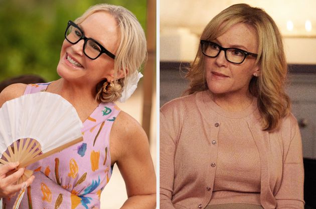 Rachael Harris in Mother Of The Bride (left) and Suits (right)