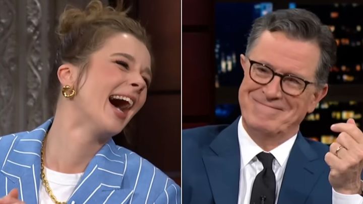 Claudia Jessie and Stephen Colbert on The Late Show last week.