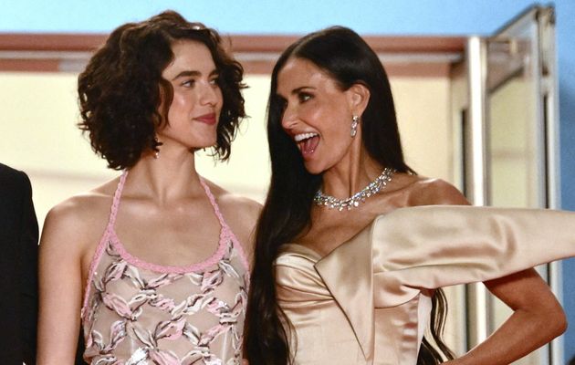 Margaret Qualley and Demi Moore in Cannes