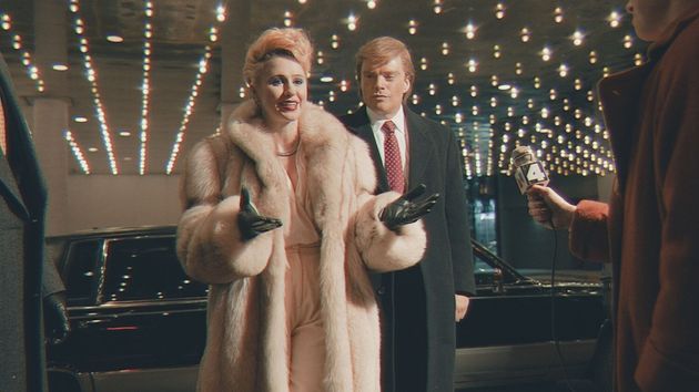 Maria Bakalova and Sebastian Stan as Ivana and Donald Trump in The Apprentice